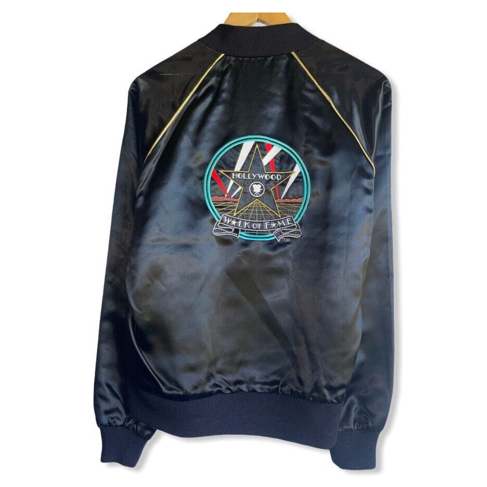 Vtg High 5 Sportswear Hollywood Walk of Fame Mens Size S Satin Bomber Jacket USA